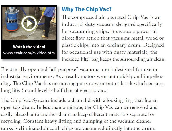 why the Chip vac system for 114 litre drums?